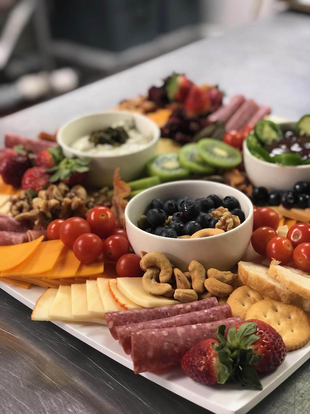 fruit cheese and meat tray